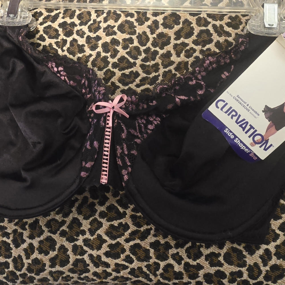 Black and Pink Lace Bra By Curvations